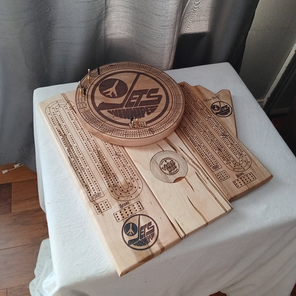 Custom Sports Logo Hardwood Cribbage Boards - With engraving