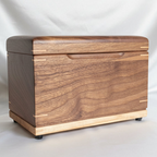 Custom wooden urn handcrafted treasure chest design made in Canada