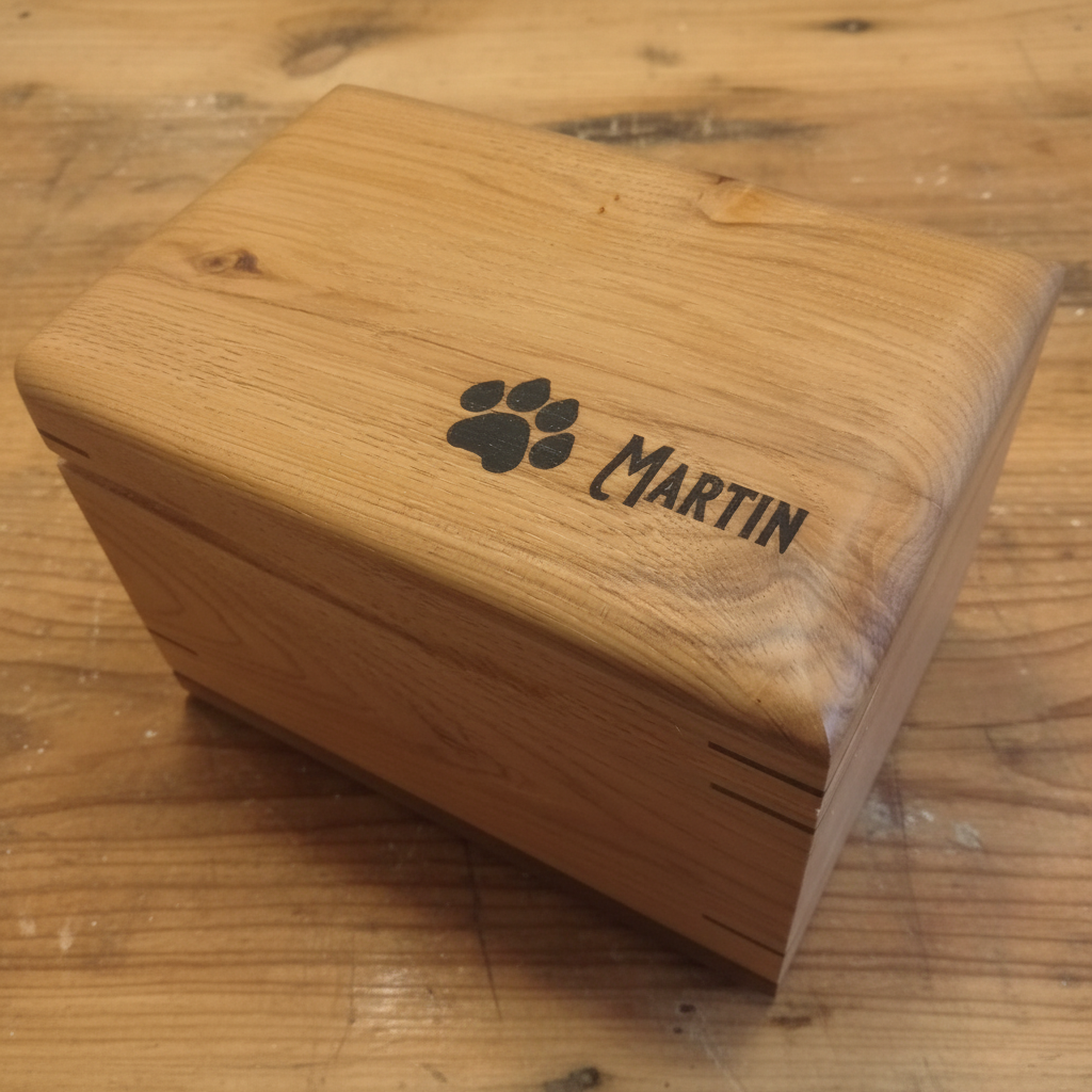 Custom Wood box Urn For Animal Ashes - Paw Prints Keepsake
