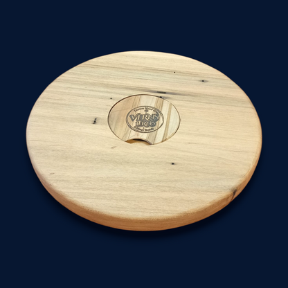 Sports Unique Round Hardwood Cribbage Boards with in board peg storage.