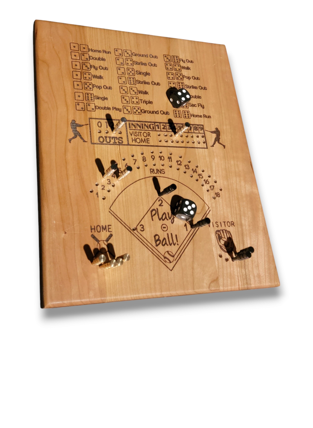 Baseball and Frustration Rummy, or Baseball and Farkle. 2 games, 1 board.
