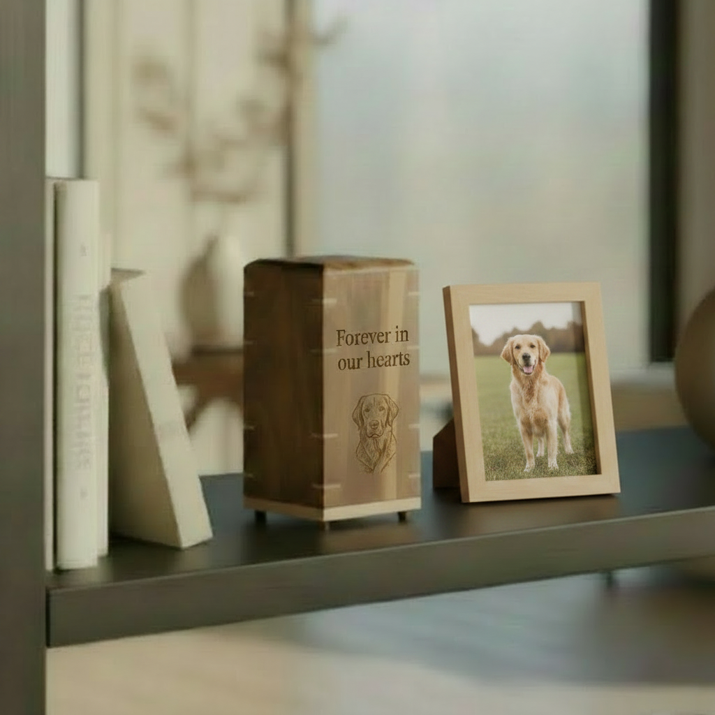 "New" Summit Pawprints- Woodbox Urn For Animal Ashes