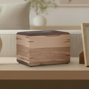 Personalized custom hardwood urn Camelia wooden box handcrafted for ashes with elegant finish