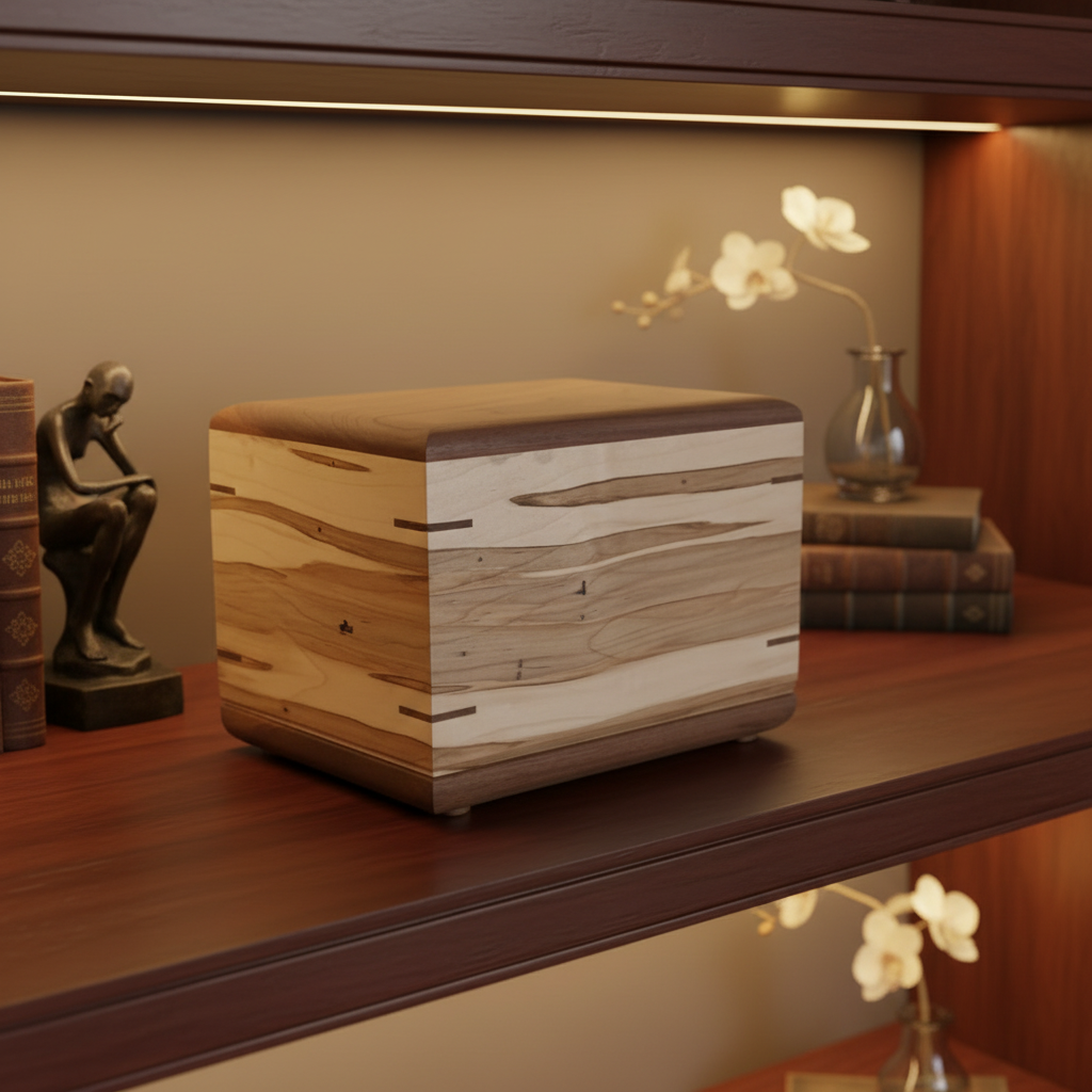 Camelia Wooden Urn For Ashes - A Warmer Way To Remember, Graceful, Gentle, Close to the Heart