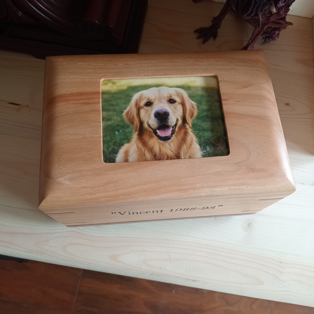 Paw Prints Photo - Wood box Urn For Animal Ashes