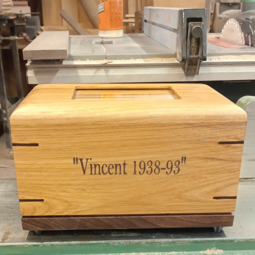 Custom Personalized Hardwood Photo Urn For Ashes -Memorywood Urn