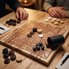 Solid Wood Dice Poker - With Checker Board