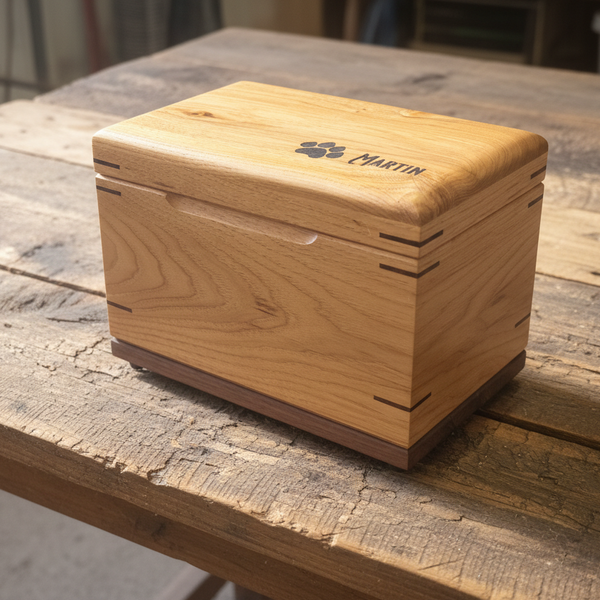 Custom Wood box Urn For Animal Ashes - Paw Prints Keepsake
