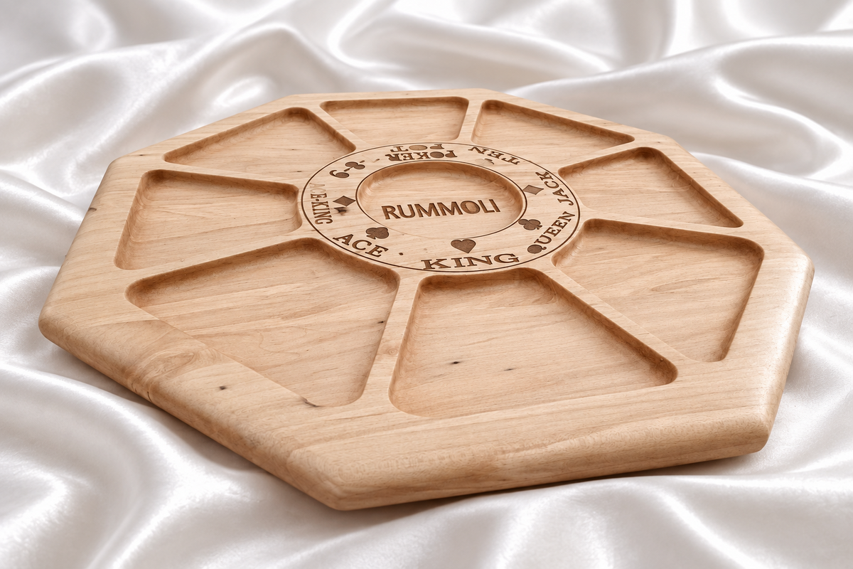 Handcrafted Hard Wood Rummoli game boards.