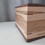 Personalized custom hardwood Camelia urn handcrafted for ashes with elegant design and secure closure