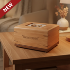 Custom Personalized Hardwood Pet Urn For Ashes - Paw Prints Photo