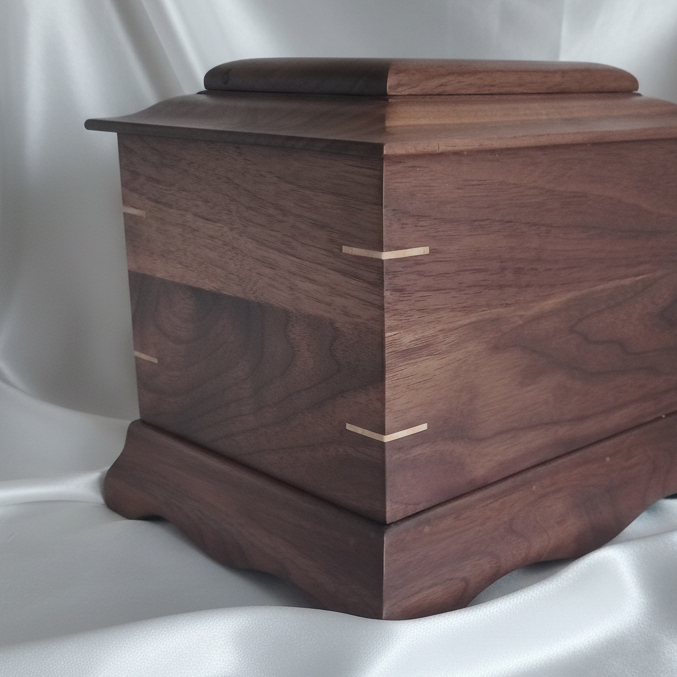 Traditional handmade memorial urn made of solid hardwood with a simple, timeless design