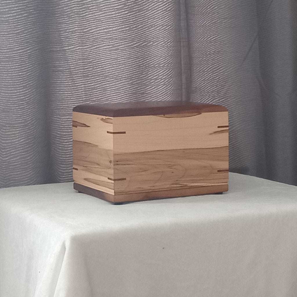 Handcrafted personalized custom hardwood urn for ashes with elegant design and secure closure
