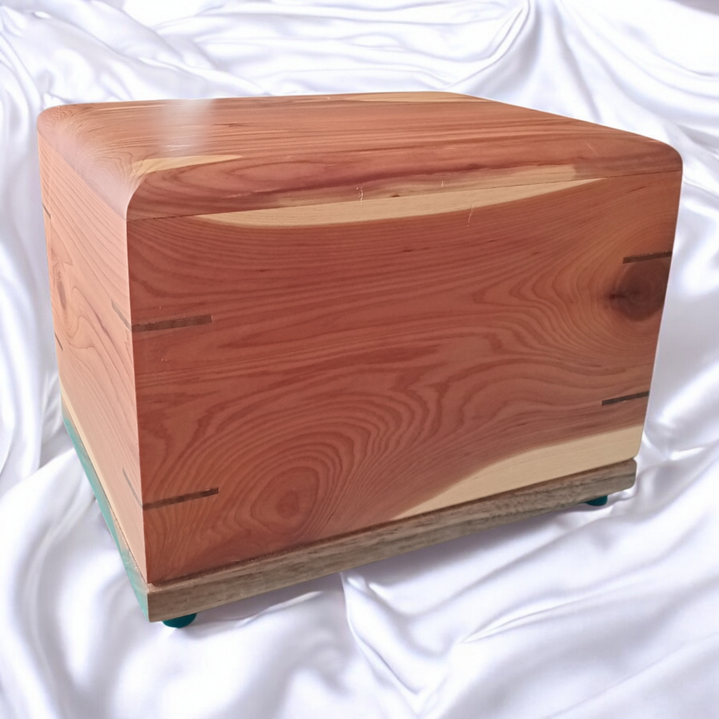 Personalized wooden urn Twilight Grove handcrafted solid hardwood ashes container