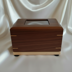 Custom Personalized Hardwood Pet Urn For Ashes - Paw Prints Photo
