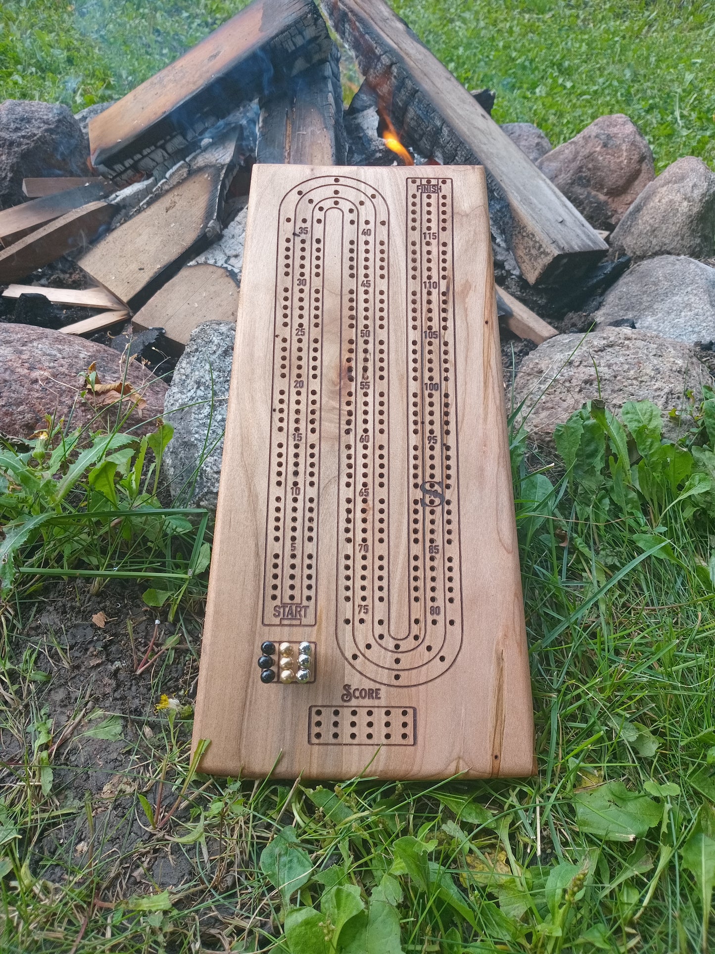 Handcrafted Province wood Cribbage Boards with peg storage. A practical gift for all occasions.