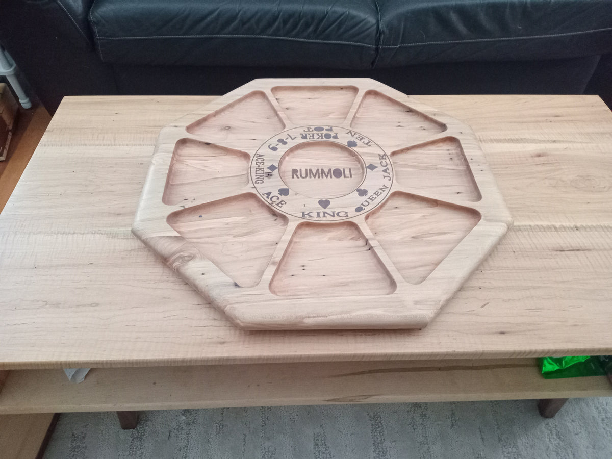 Handcrafted Hard Wood Rummoli game boards.