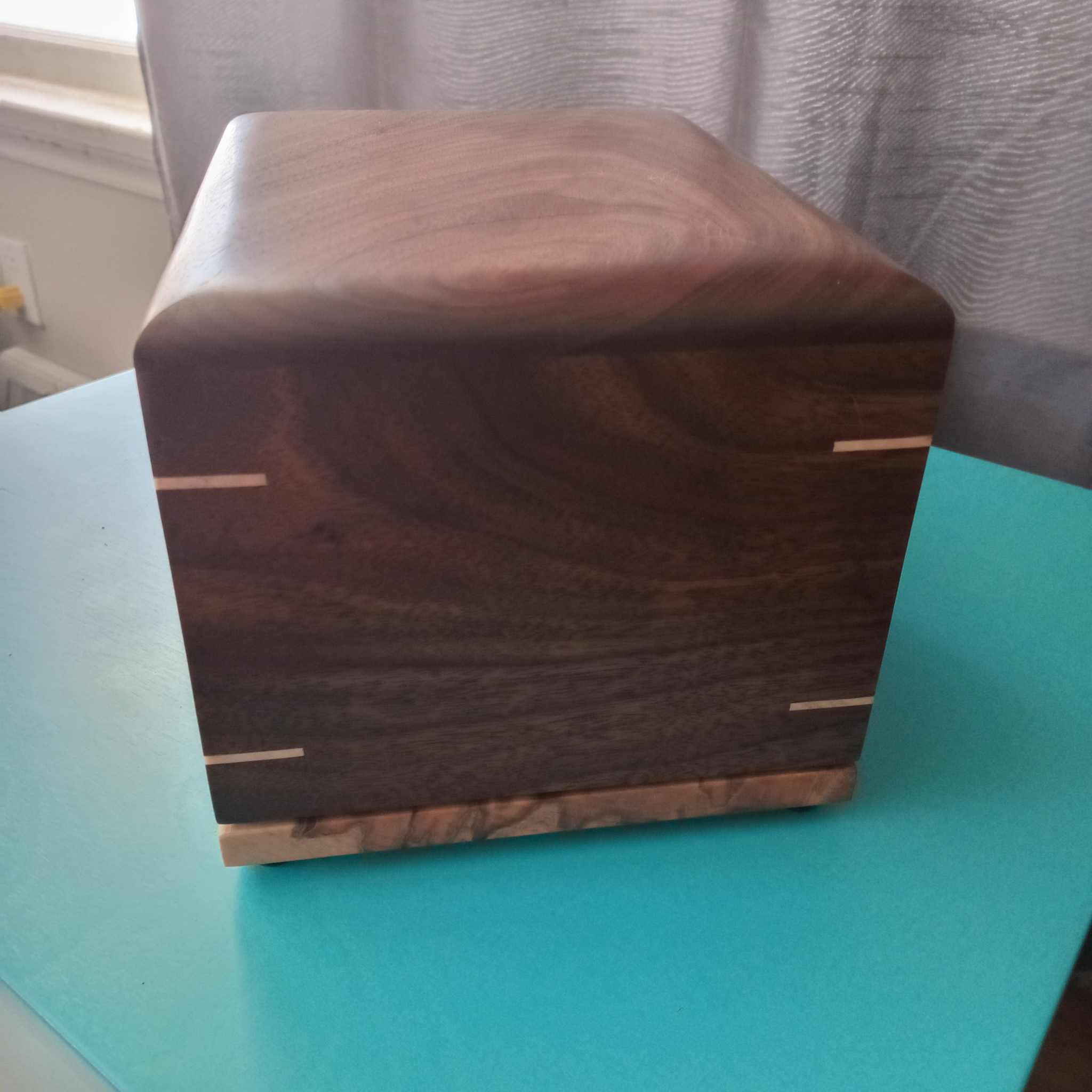 Black walnut wooden urn for ashes handcrafted Twilight Grove and True North models