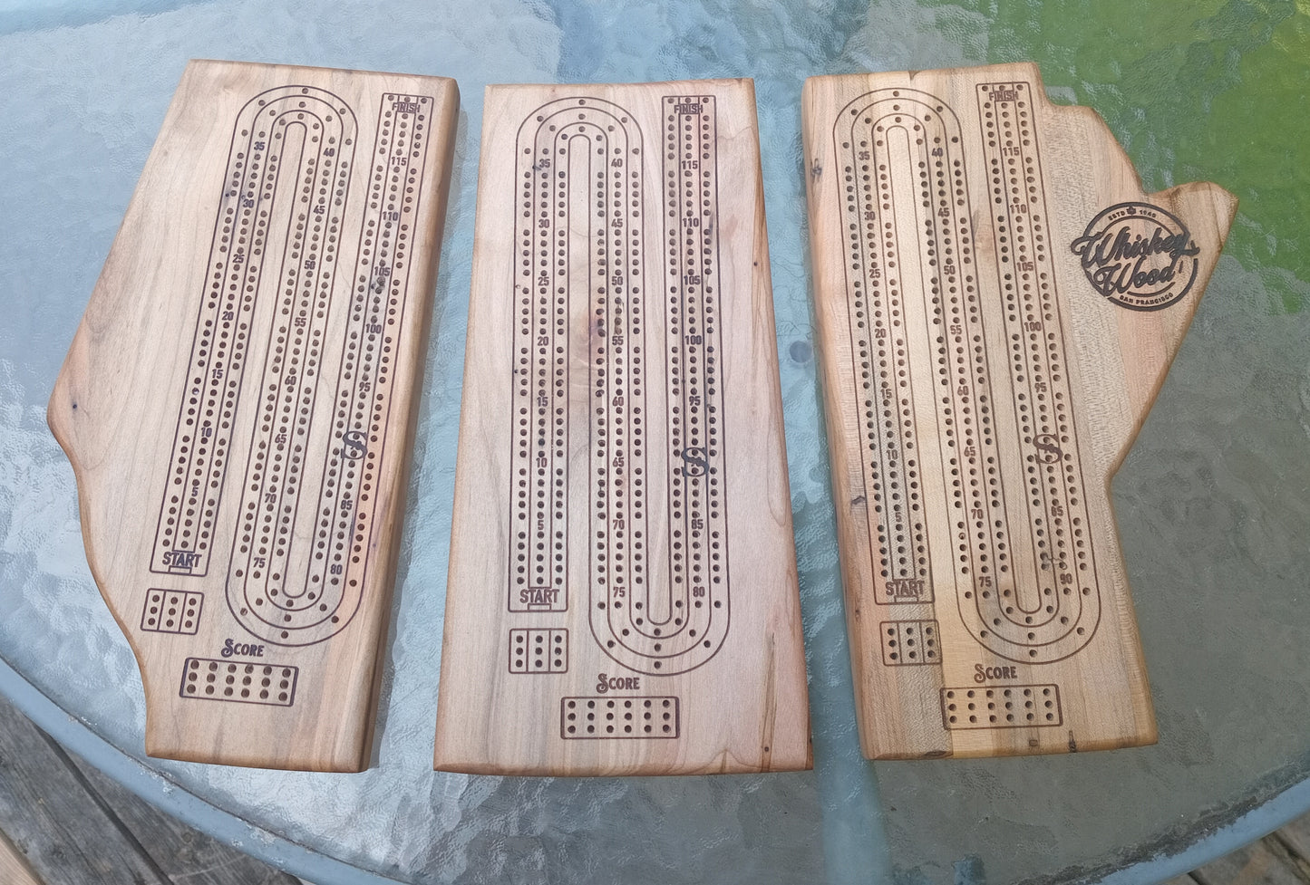 Handcrafted Province wood Cribbage Boards with peg storage. A practical gift for all occasions.
