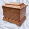 Traditional handmade memorial urn crafted from solid hardwood for cremation ashes