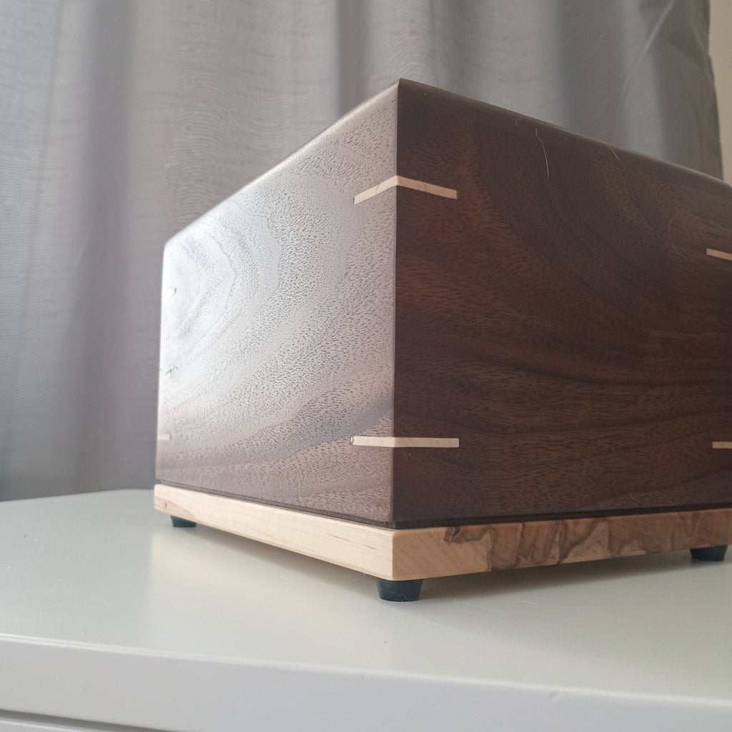 Black walnut wooden urns Twilight Grove and True North handcrafted for ashes with custom engraving options