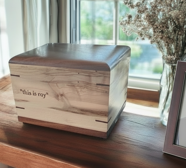 Personalized Custom Hardwood Urn For Ashes - Camelia Wooden Urn