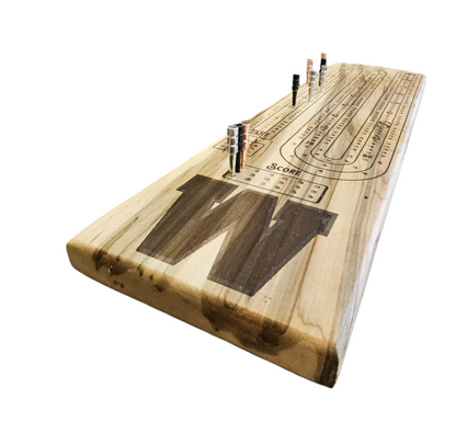 Sports Unique Round Hardwood Cribbage Boards with in board peg storage.